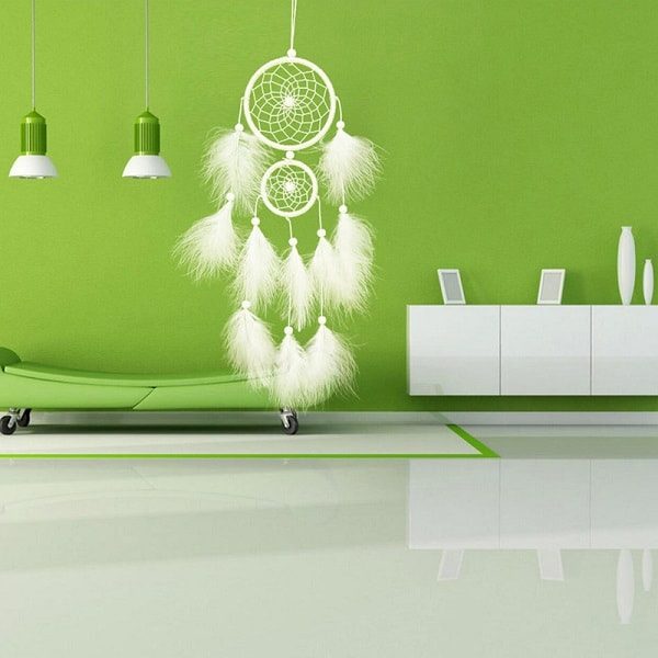Attrape Rêve(2045 cm，Blanc,lumière), Boho Style LED lumière Handemade pour Décoration  Voiture Chambre, Capteur