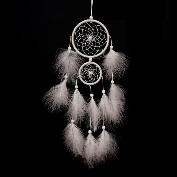 Attrape-rêves Mural En Plumes Noir - Grand Modèle Bohème (50 Cm) - Décoration Chambre Et Symbole De Paix