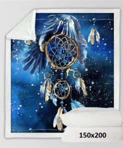Couverture polaire dreamcatcher bleu grand format